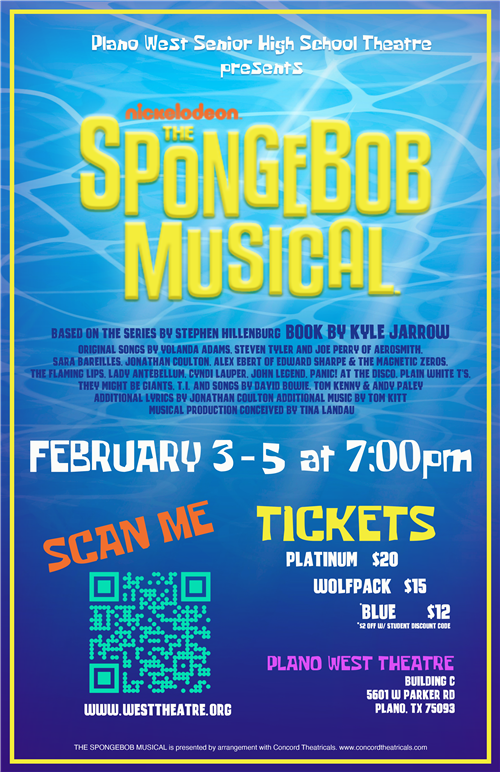 Spongebob the Musical, Feb. 3-5 at PWSH